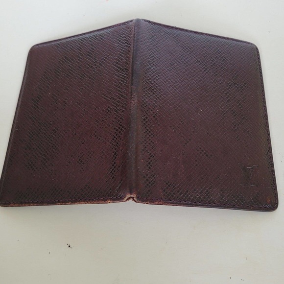 Louis Vuitton LV Taiga Vintage Card 2 ID Windows Wallet Brown Bifold Small Auth - Picture 7 of 10